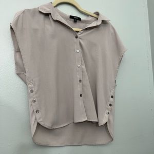S Very J beige blouse with button details and slit shoulders